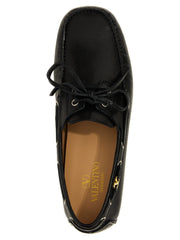 Valentino Garavani Black Buffalo Leather Slip-On Loafers