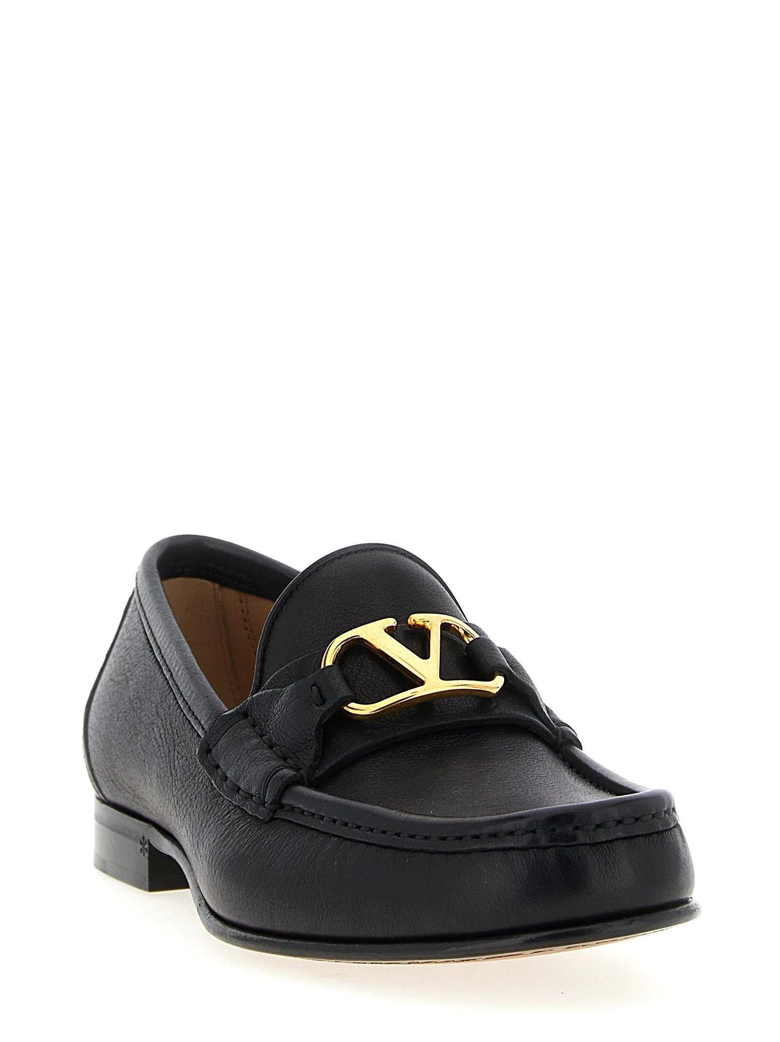 Valentino Garavani Black Buffalo Leather Slip-On Loafers
