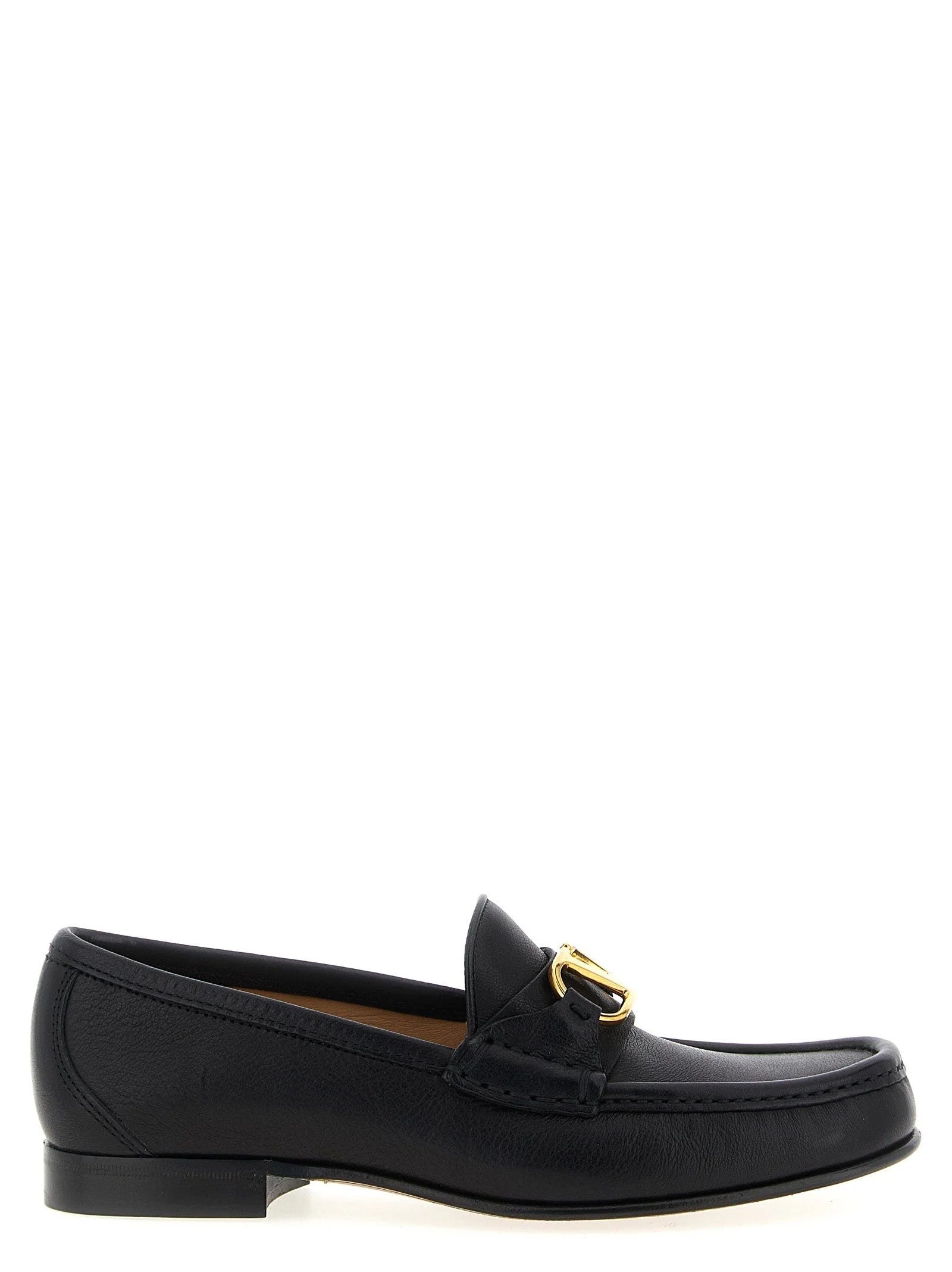 Valentino Garavani Black Buffalo Leather Slip-On Loafers