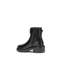 Valentino Garavani Black Calf Leather Bos Taurus Ankle Boots