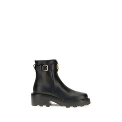 Valentino Garavani Black Calf Leather Bos Taurus Ankle Boots