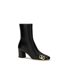 Valentino Garavani Black Calf Leather Bos Taurus Ankle Boots