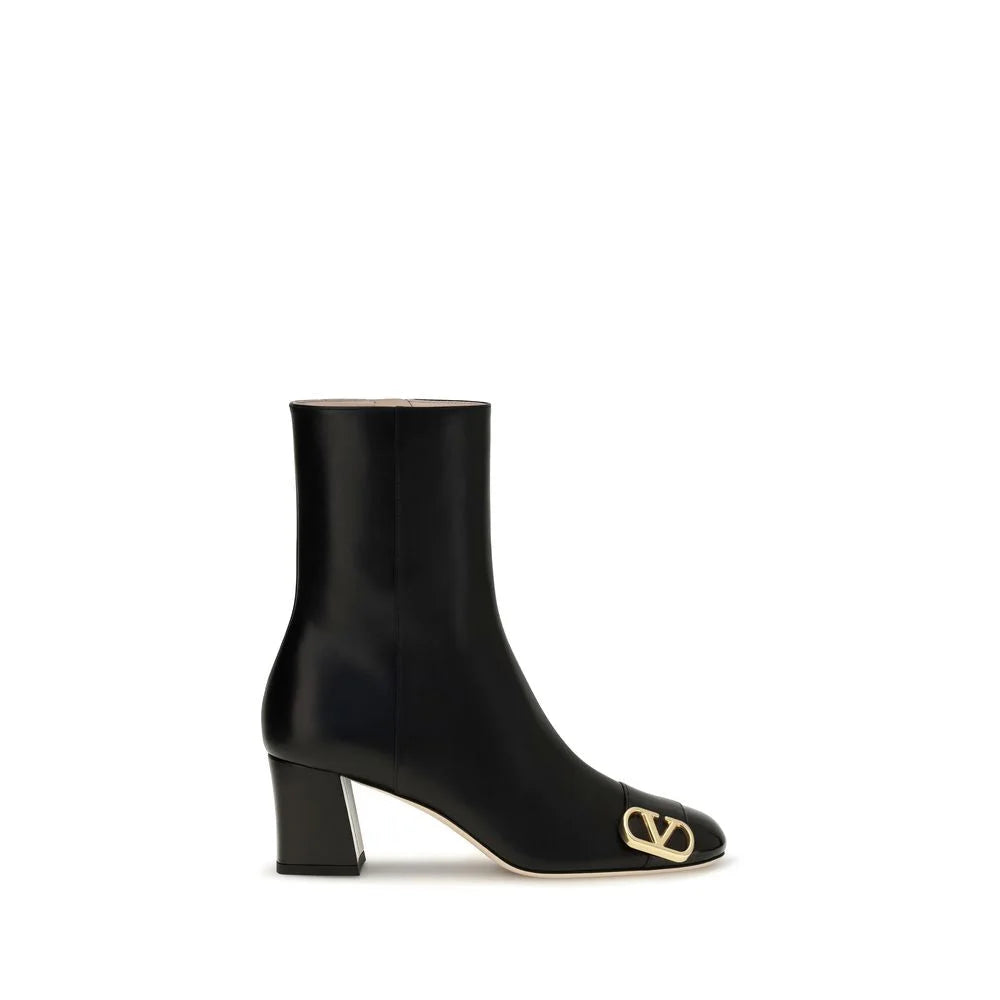 Valentino Garavani Black Calf Leather Bos Taurus Ankle Boots