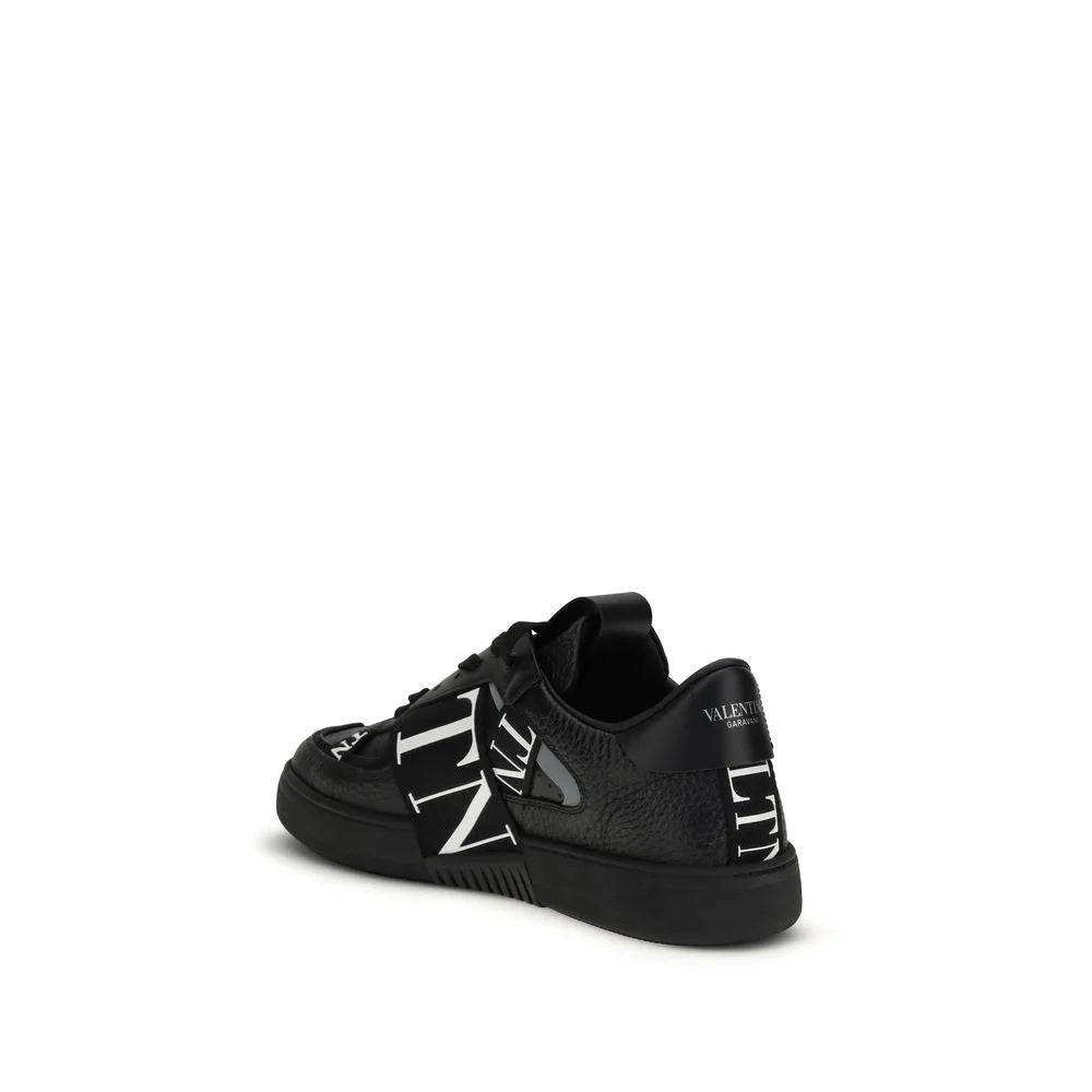Valentino Garavani Black Calf Leather Bos Taurus Athletic Sneakers