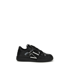 Valentino Garavani Black Calf Leather Bos Taurus Athletic Sneakers