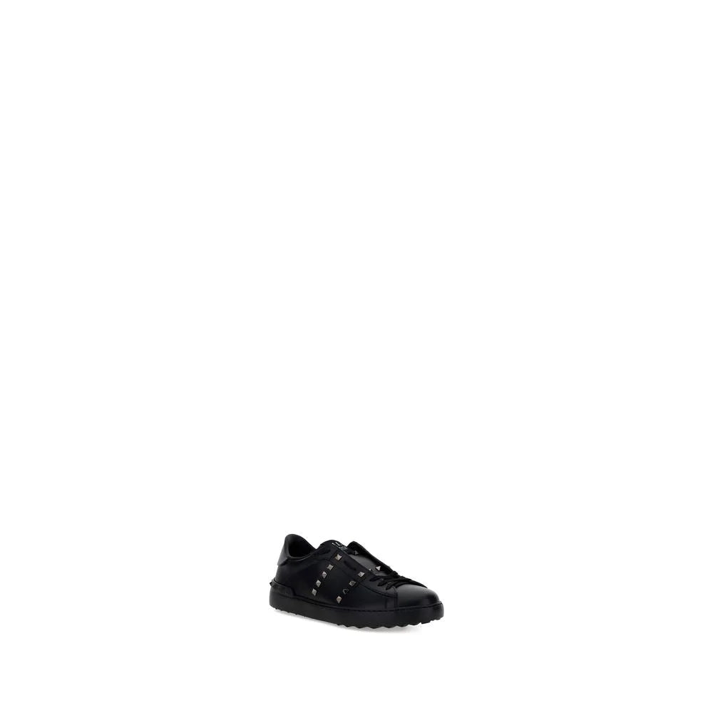 Valentino Garavani Black Calf Leather Bos Taurus Athletic Sneakers