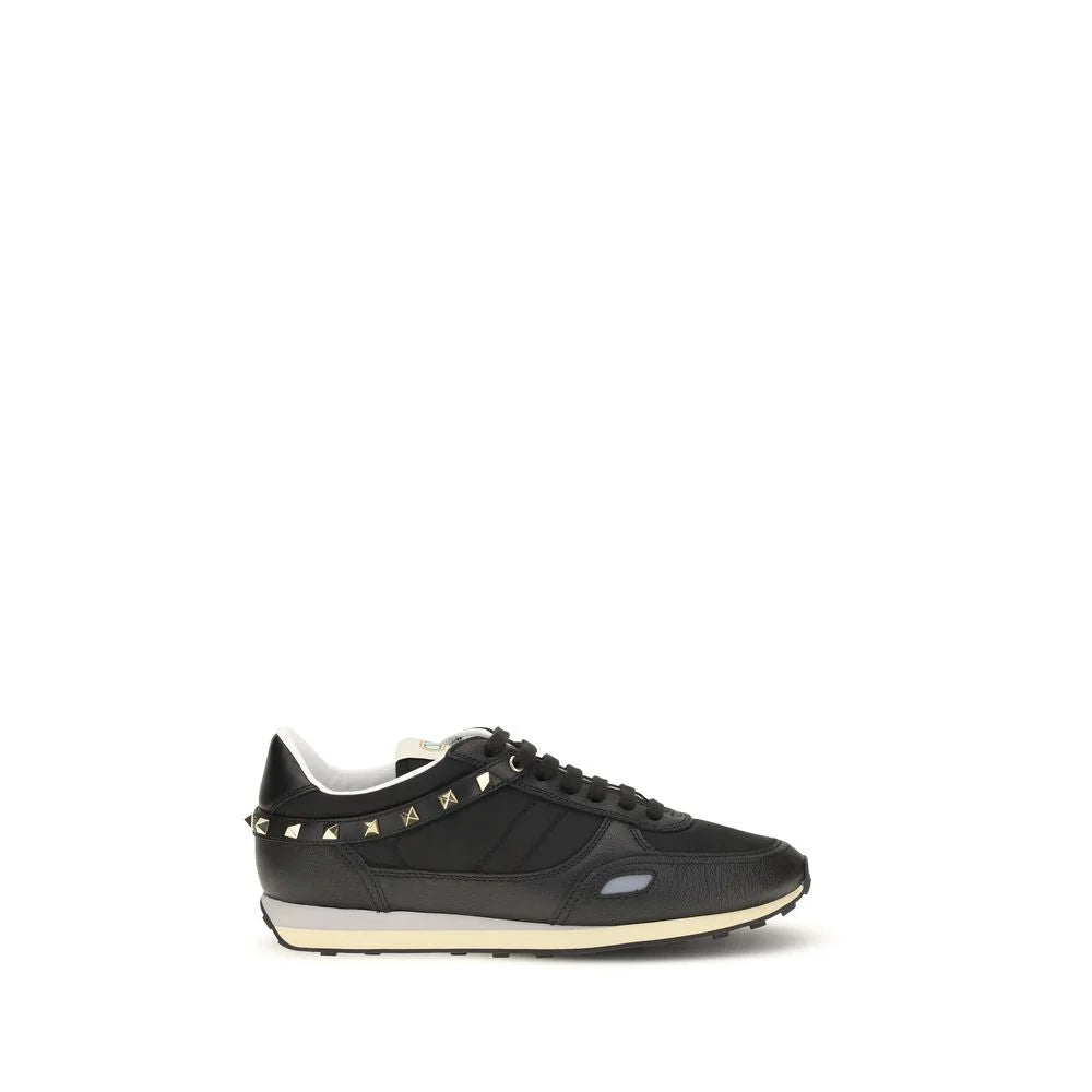 Valentino Garavani Black Calf Leather Bos Taurus Athletic Sneakers