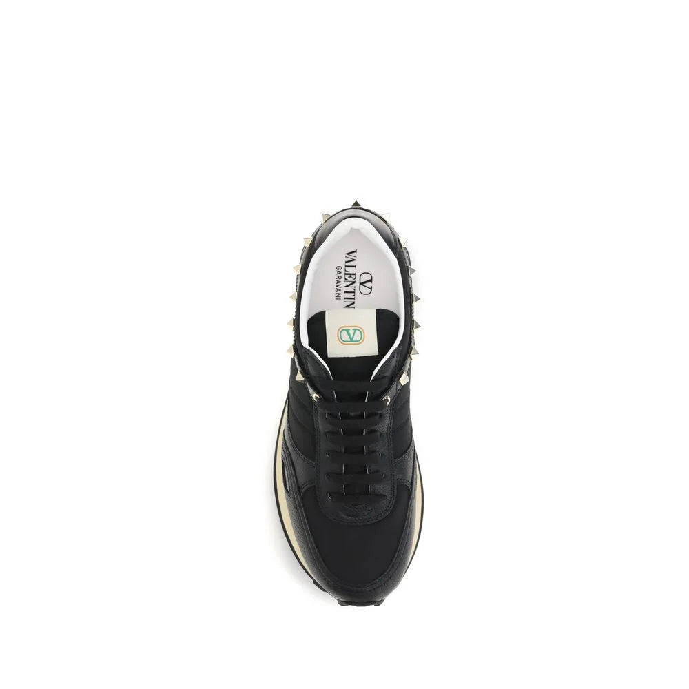 Valentino Garavani Black Calf Leather Bos Taurus Athletic Sneakers