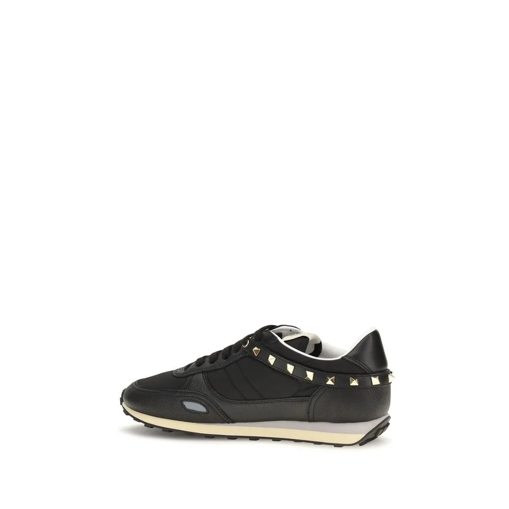 Valentino Garavani Black Calf Leather Bos Taurus Athletic Sneakers