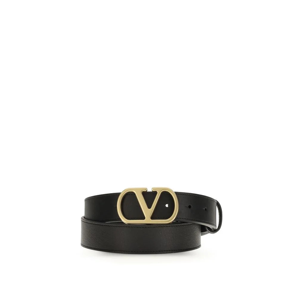 Valentino Garavani Black Calf Leather Bos Taurus Belt