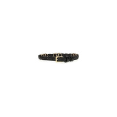 Valentino Garavani Black Calf Leather Bos Taurus Bracelet - One Size