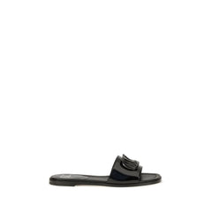 Valentino Garavani Black Calf Leather Bos Taurus Flat Sandals