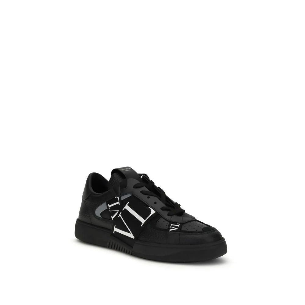Valentino Garavani Black Calf Leather Bos Taurus Low Top Sneakers - EU45/US12