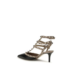 Valentino Garavani Black Calf Leather Bos Taurus Mid Heel Pumps