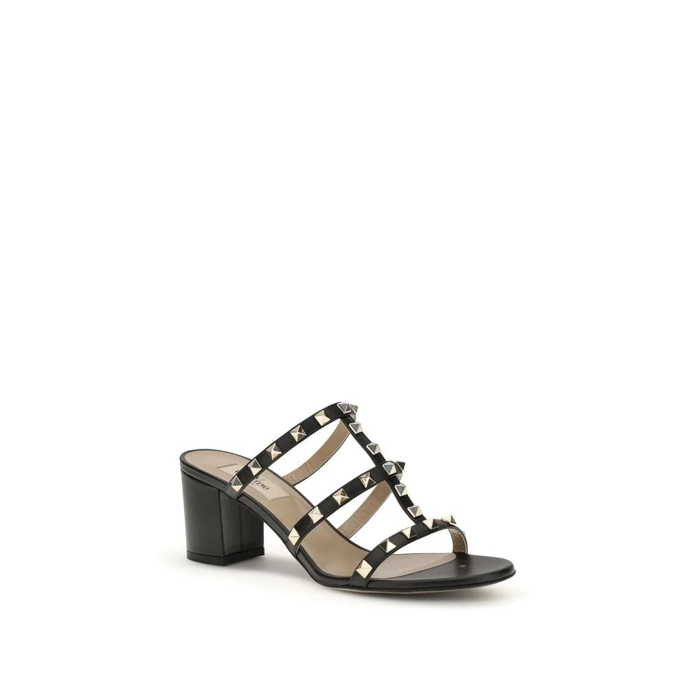 Valentino Garavani Black Calf Leather Bos Taurus Platform Sandals - EU36.5/US6.5