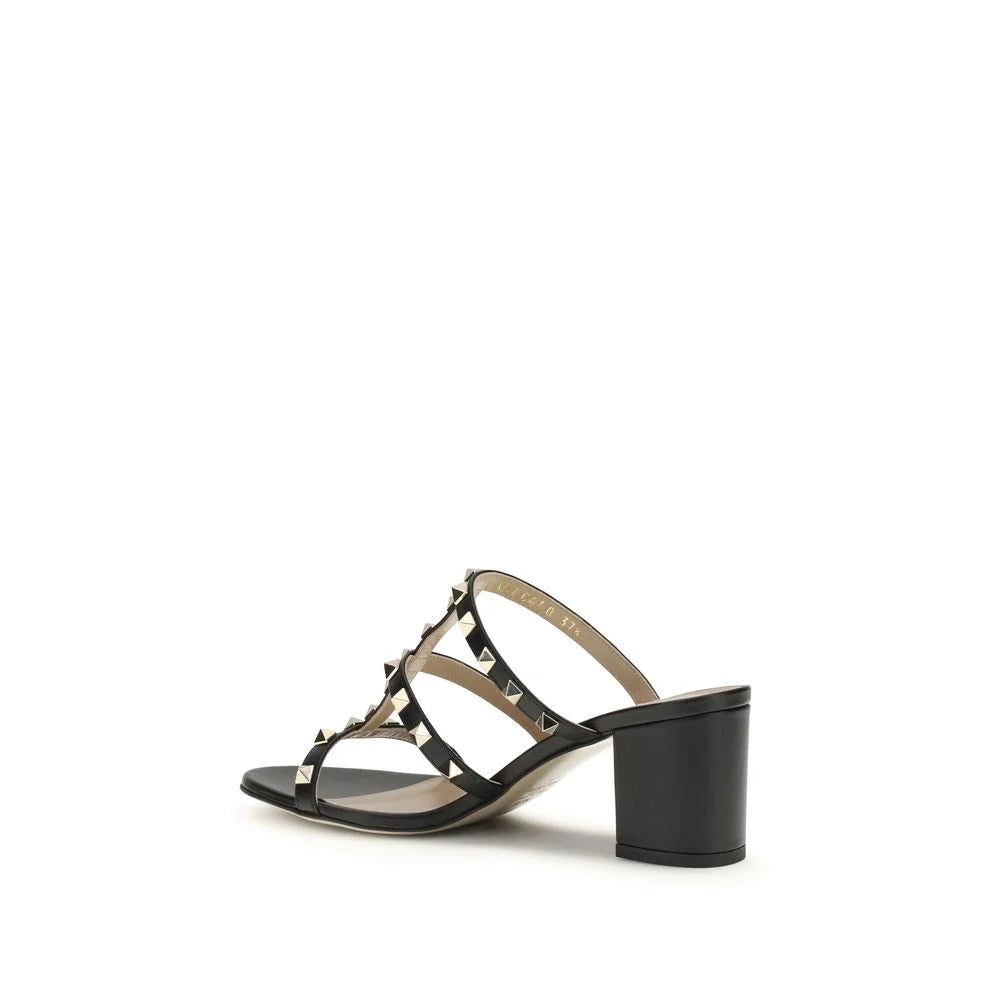 Valentino Garavani Black Calf Leather Bos Taurus Platform Sandals - EU36.5/US6.5