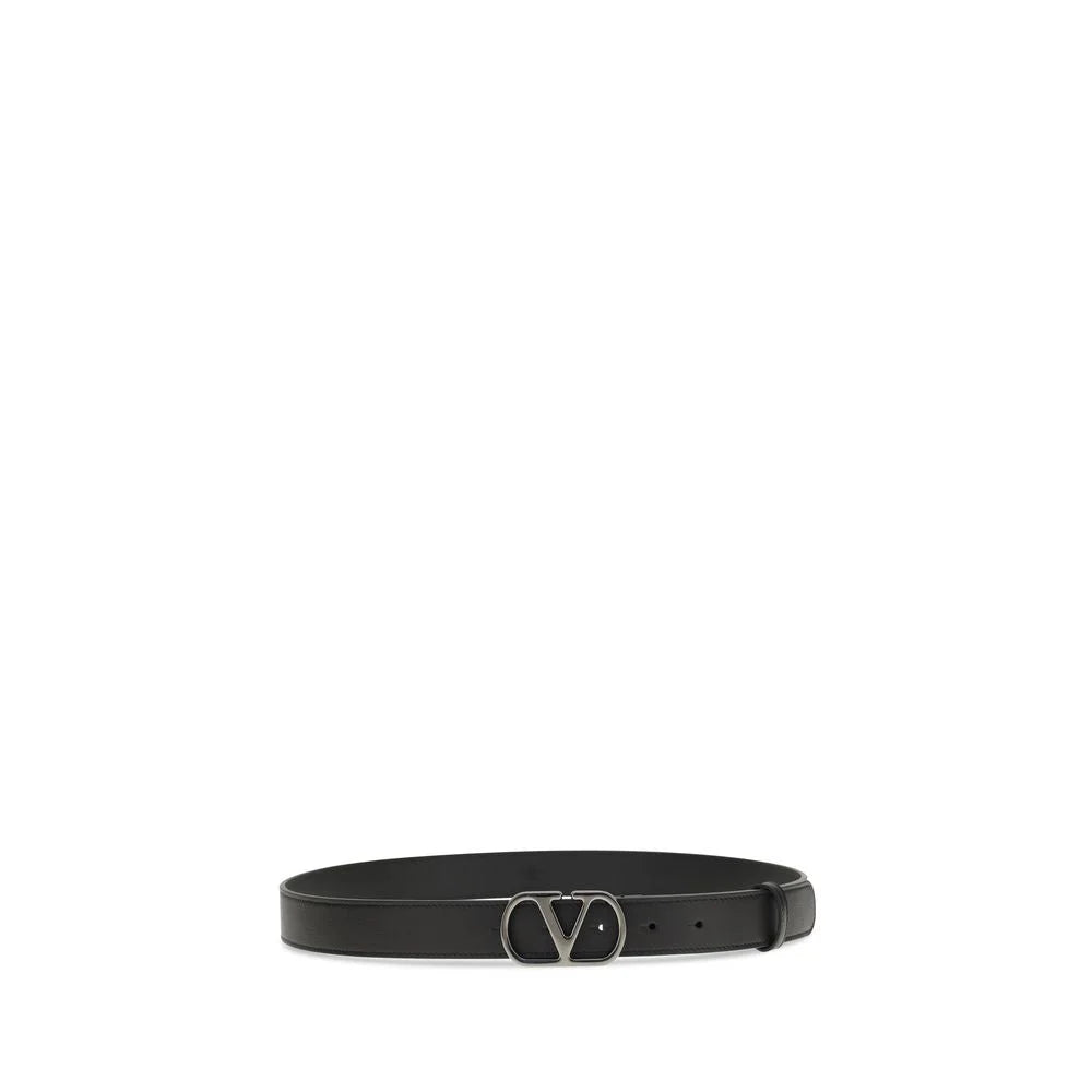 Valentino Garavani Black Calf Leather Bos Taurus Regular Belt