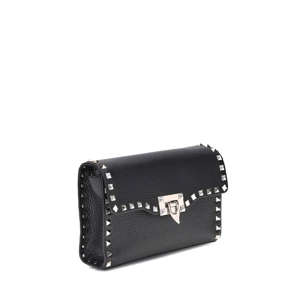Valentino Garavani Black Calf Leather Bos Taurus Shoulder Bag