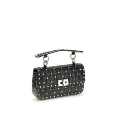 Valentino Garavani Black Calf Leather Bos Taurus Shoulder Bag