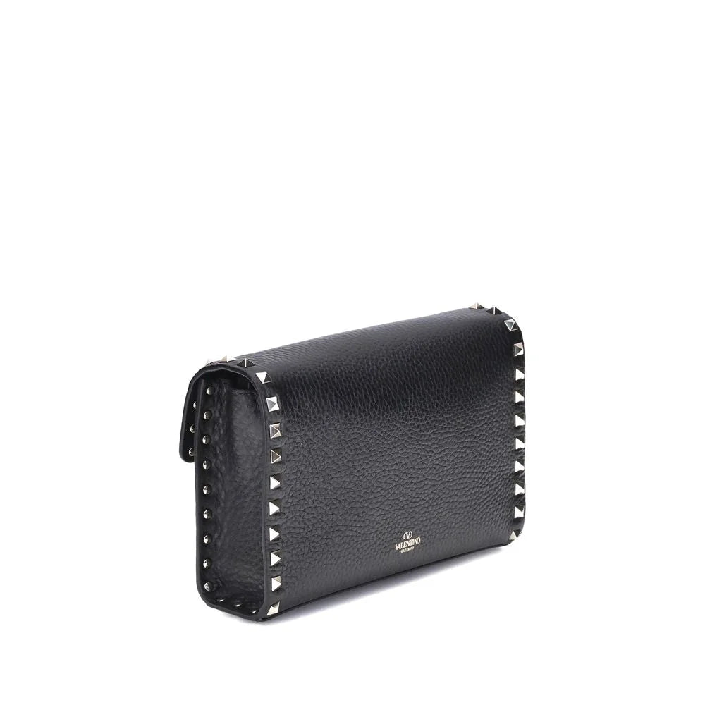 Valentino Garavani Black Calf Leather Bos Taurus Shoulder Bag