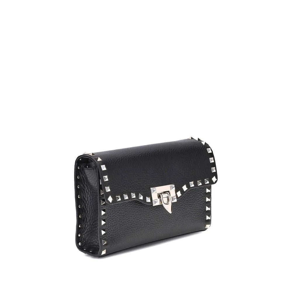 Valentino Garavani Black Calf Leather Bos Taurus Shoulder Bag