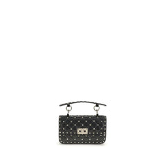 Valentino Garavani Black Calf Leather Bos Taurus Shoulder Bag