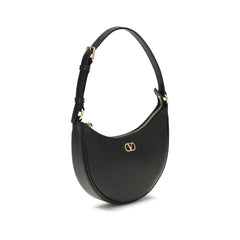 Valentino Garavani Black Calf Leather Bos Taurus Shoulder Bag
