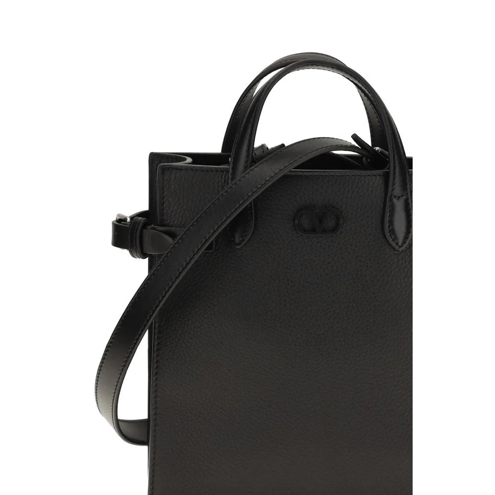Borsa a spalla Valentino Garavani in pelle di vitello nera Bos Taurus