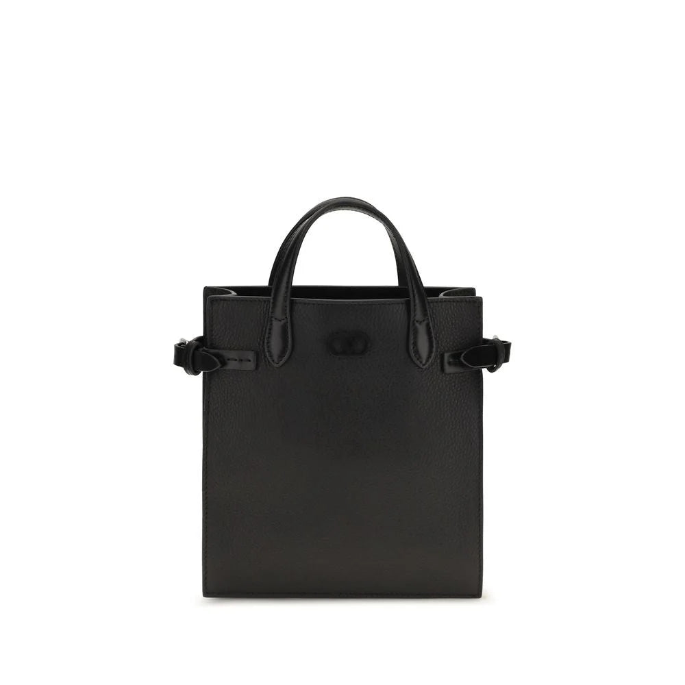 Borsa a spalla Valentino Garavani in pelle di vitello nera Bos Taurus