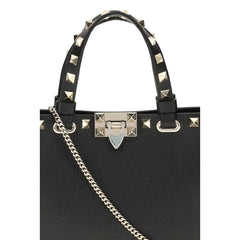 Valentino Garavani Black Calf Leather Bos Taurus Shoulder Bag