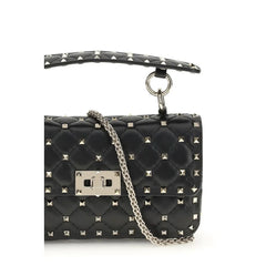 Valentino Garavani Black Calf Leather Bos Taurus Shoulder Bag