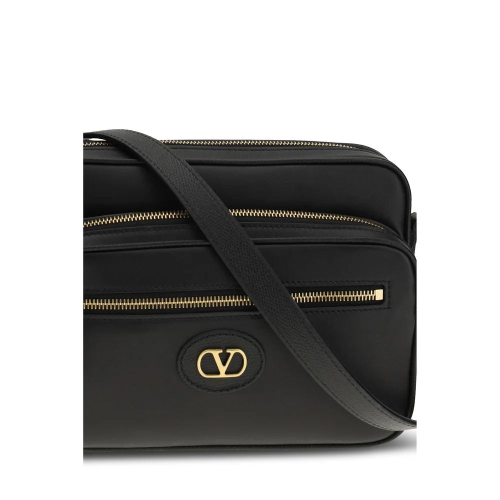 Valentino Garavani Black Calf Leather Bos Taurus Shoulder Bag