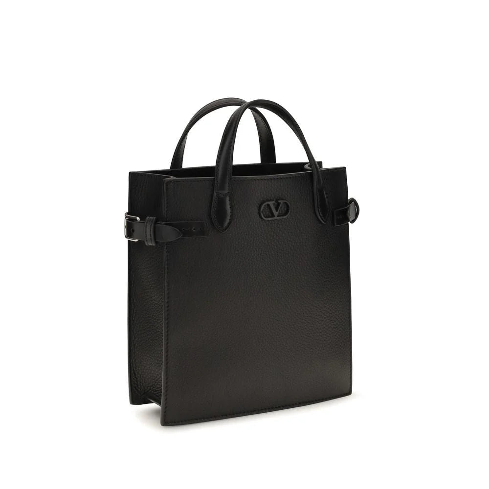 Borsa a spalla Valentino Garavani in pelle di vitello nera Bos Taurus