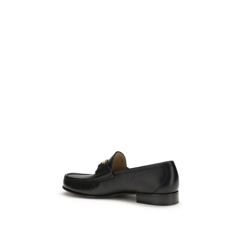 Valentino Garavani Black Calf Leather Bos Taurus Slip-On Loafers