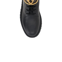 Valentino Garavani Black Calfskin Lace-Up Boots - EU34.5/US4.5