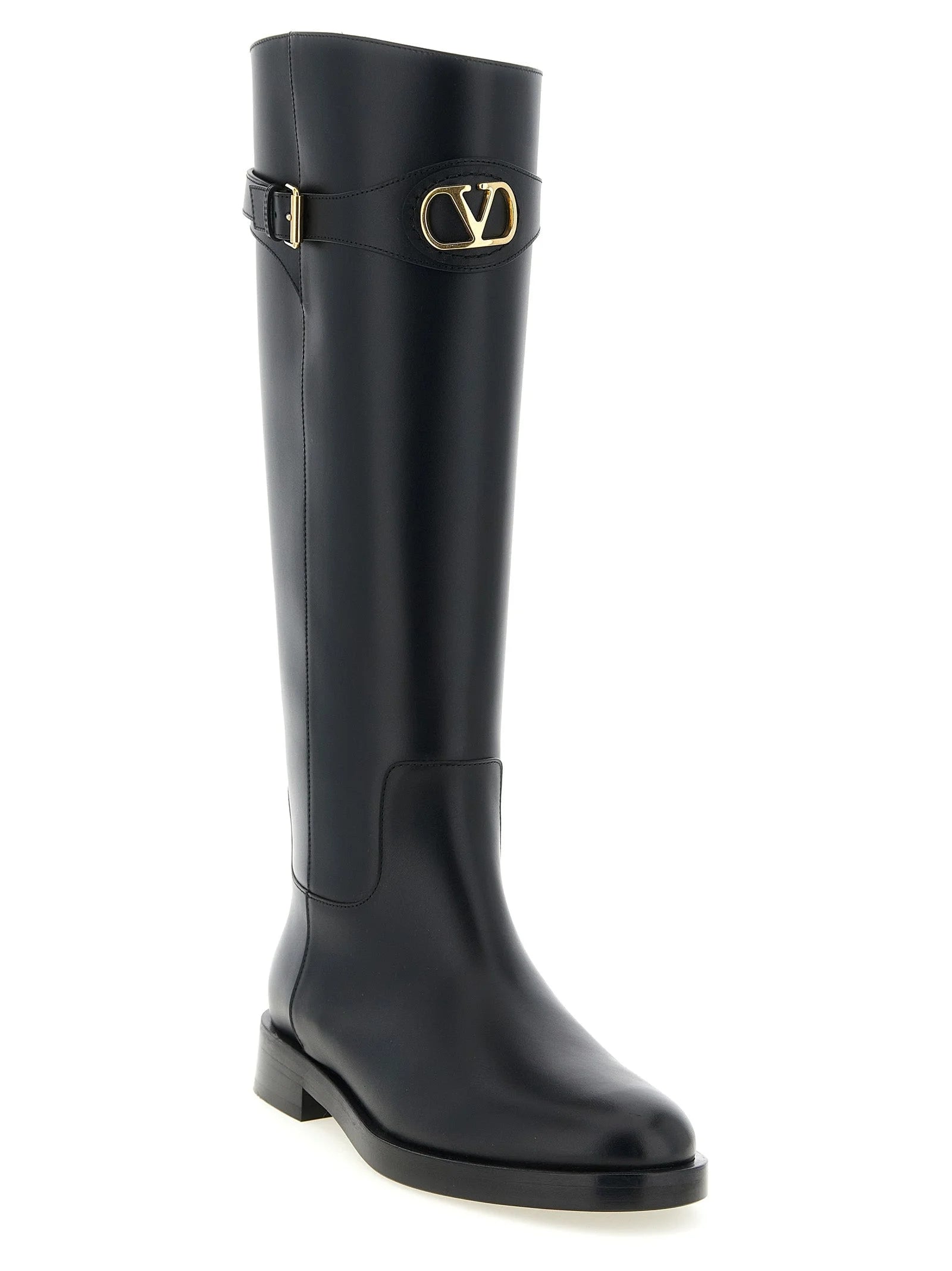 Valentino Garavani Black Calfskin Over The Knee