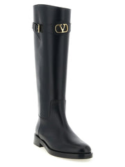 Valentino Garavani Black Calfskin Over The Knee