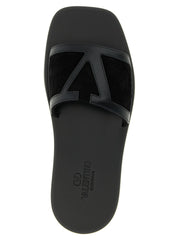 Valentino Garavani Black Calfskin Slides