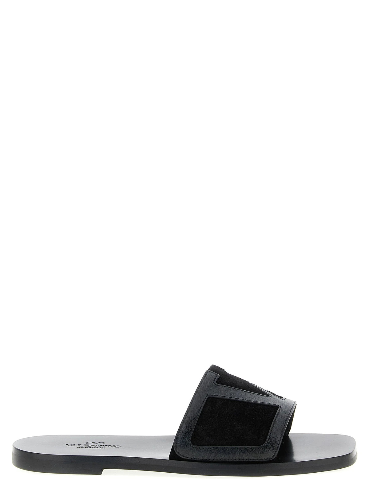 Valentino Garavani Black Calfskin Slides