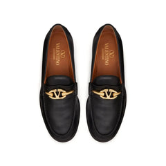 Valentino Garavani Black Calfskin Slip-On Loafers - EU39/US9