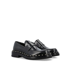 Valentino Garavani Black Calfskin Slip-On Loafers - EU43.5/US10.5