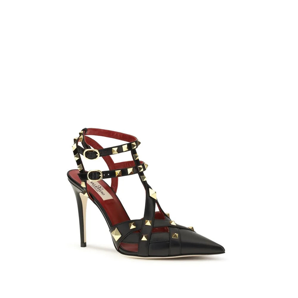 Valentino Garavani Svarta Högklackade Pumps i Getskin