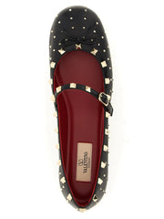 Valentino Garavani Black Lamb Leather Ballet Flats
