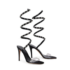 Valentino Garavani Black Lamb Leather Stiletto Heel Sandals