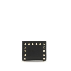 Valentino Garavani black lambskin Ovis Aries wallet featuring a sleek rectangular silhouette and minimalist design.
