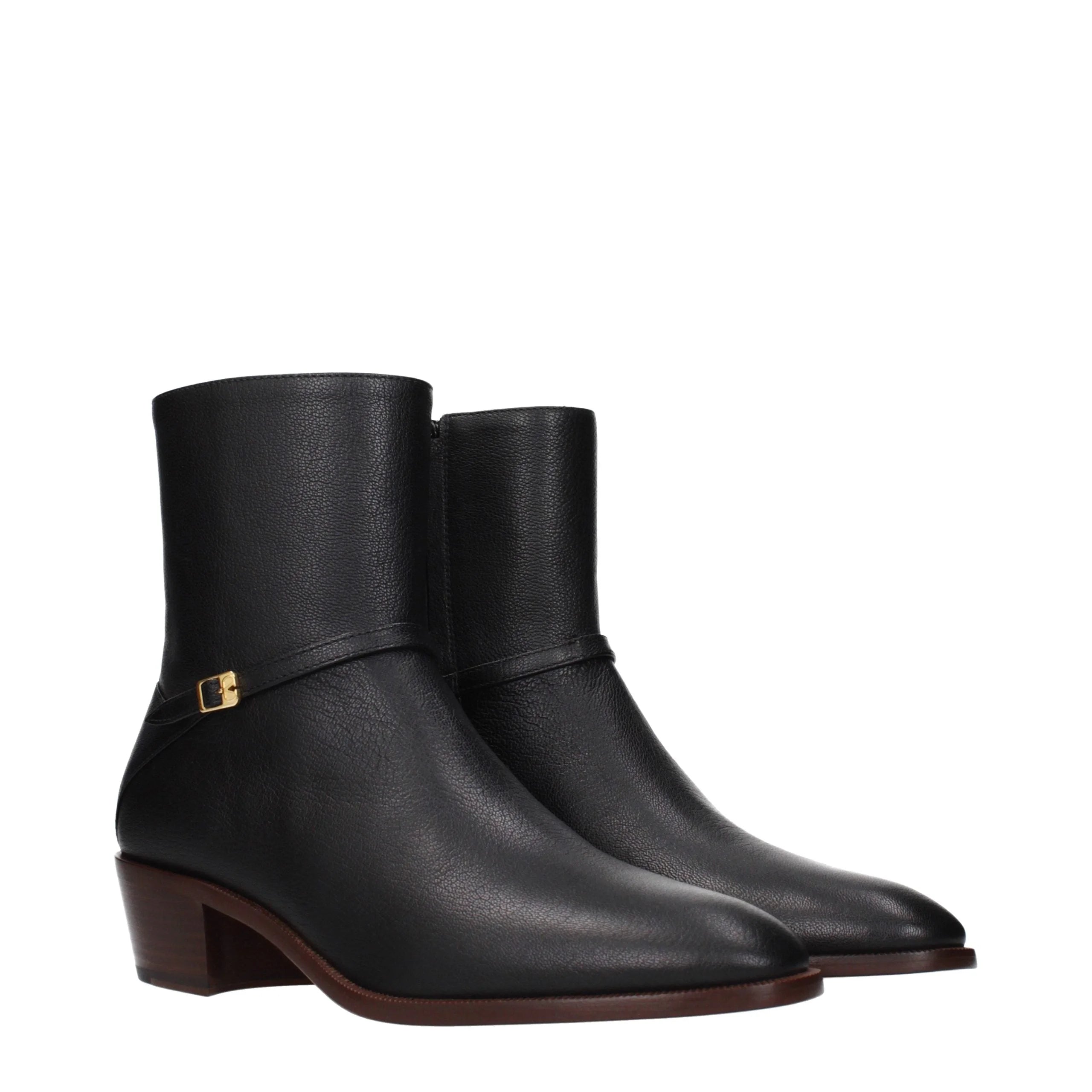 Valentino Garavani Black Leather Ankle Boots