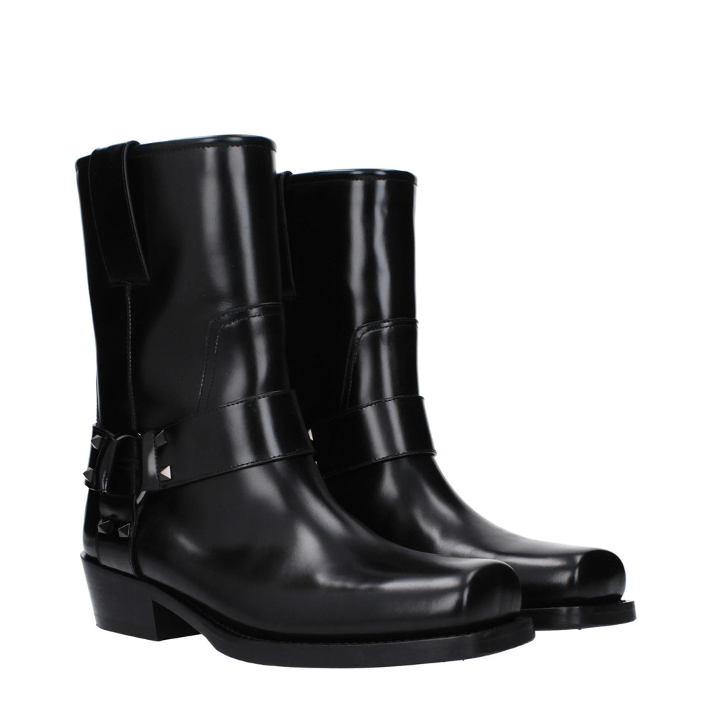 Valentino Garavani Black Leather Ankle Boots - EU41/US11