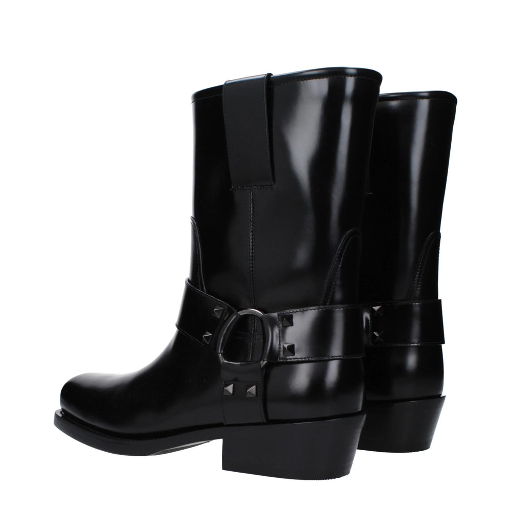 Valentino Garavani Black Leather Ankle Boots - EU41/US11