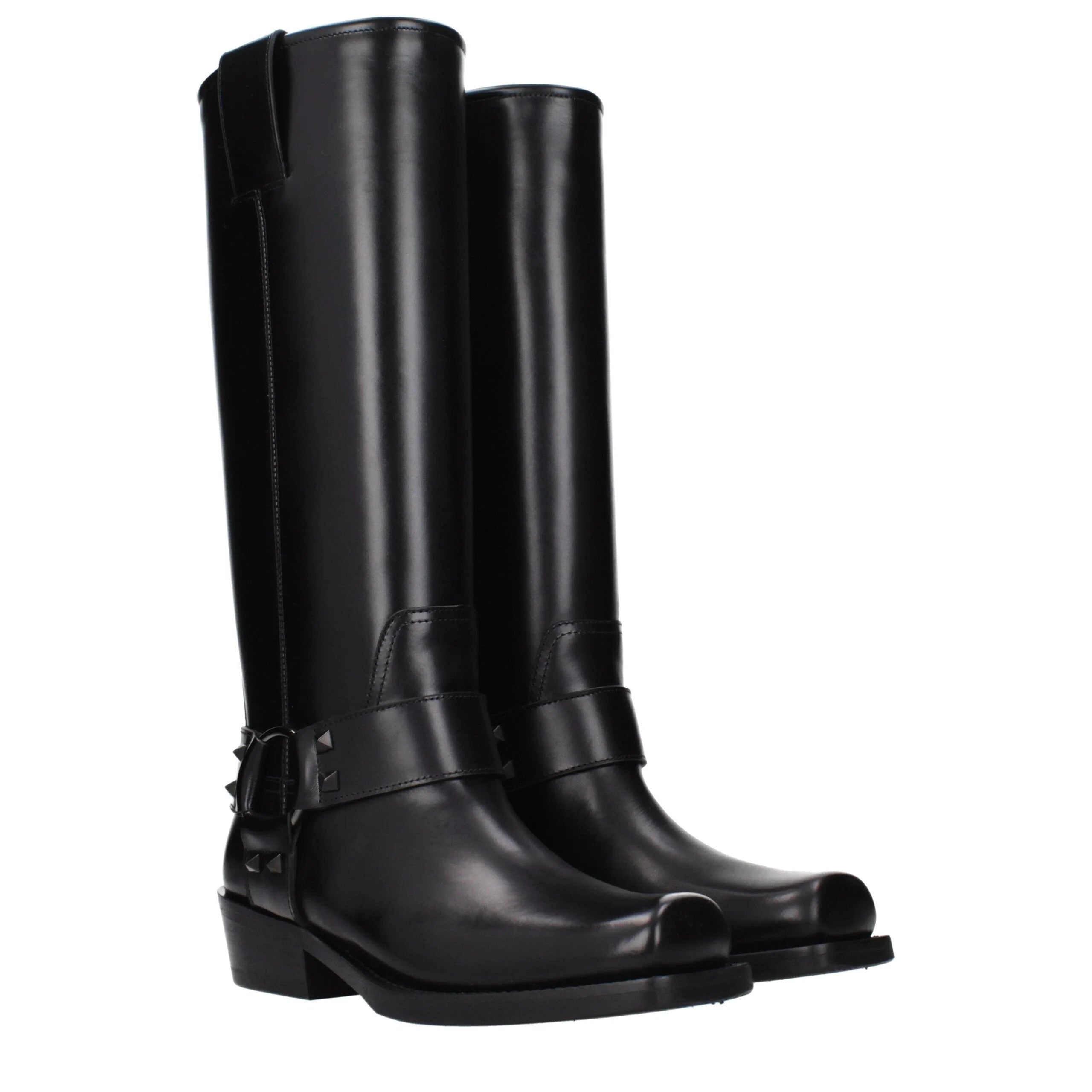 Bottines en cuir noir Valentino Garavani