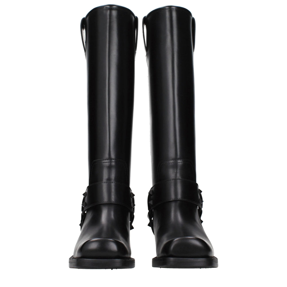 Bottines en cuir noir Valentino Garavani